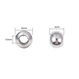 BEADIA Stainless Steel Spacer Beads 10x8mm Round Loose Charm Caps Beads for DIY Jewelry Making 20pcs with 4.5mm Hole