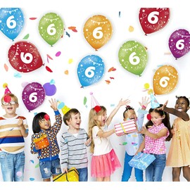 Libetui 10 Strong Coloured Balloons, 30 cm, Decoration for a Children’s Birthday Party with Birthday Number Print
