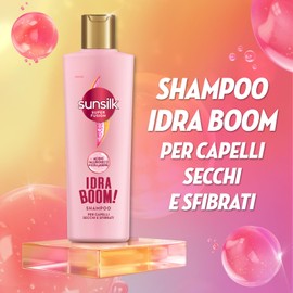 sunsilk Shampoo Idra Boom, per Capelli Secchi e Sfibrati, Effetto Anticrespo, Formula Super Fusion con Acido Ialuronico e Collagene, 220 ml, 1 unit - Made in Italy