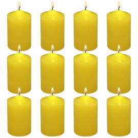 12 Pack 2x3 Inch Citronella Pillar Candles Outdoor Indoor, 22 Hours Dripless Smokeless Yellow Candles for for Home Garden Pool Porch