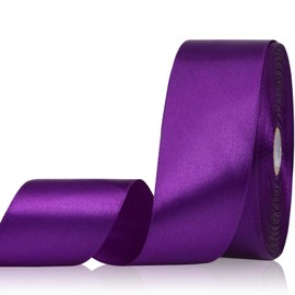 Sagaat Purple Ribbon 1-1/2 Inch 50 Yards, Solid Satin Ribbon for Flower Bouquet, Crafts, Gift Wrapping, Bridal Invitations, Hair, Festival and Party Decorations