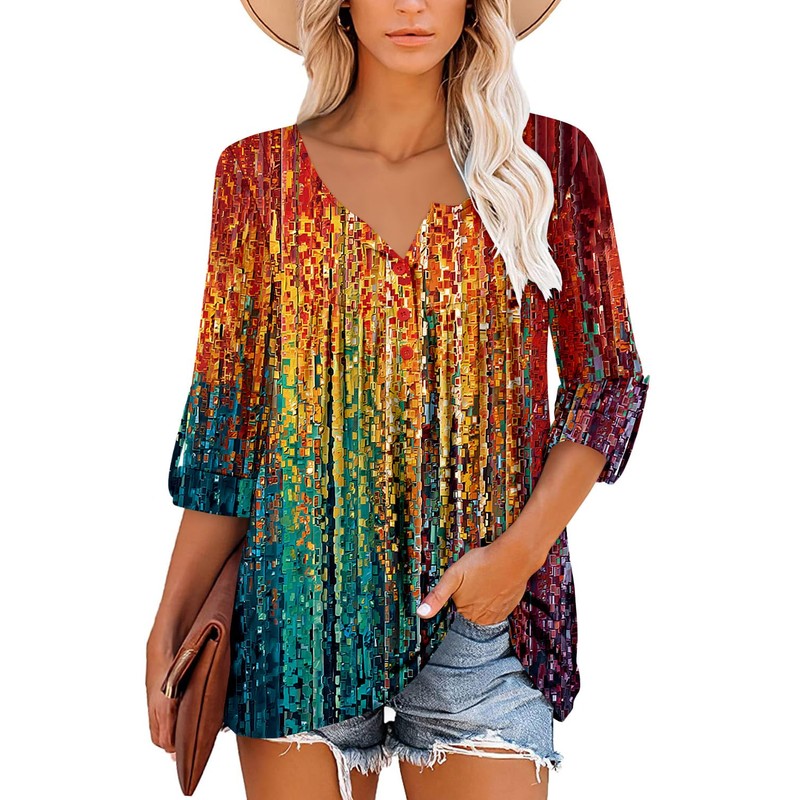 ROSELINLIN Womens Tunic Top Loose Fit Long Sleeve Boho Shirts