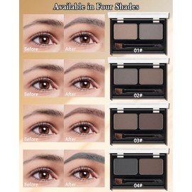 Waterproof Eyebrow Powder Kit-2 Colors Eye Brow Powder Tinted Palette Long Lasting, Brown/Dark Brown Brows Filler Defined & Sculpt Natural Eyebrow Contour Makeup for Sparse Brows with Brow Brush-03