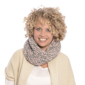 myboshi Knitting Set Tube Scarf Flint Knitting Set for Beginners Including No.1 Wool, Circular Knitting Needle, Instructions and Label, 30% Merino Wool Pink with Circular Knitting Needle