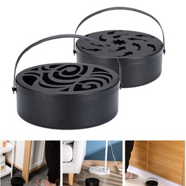 Mosquito Coils Holder Metal Citronella Coils Incense Holder with Lid Handle Incense Burner Box for Indoor Outdoor Garden, with Small Flower Incense Stick Holder (98)