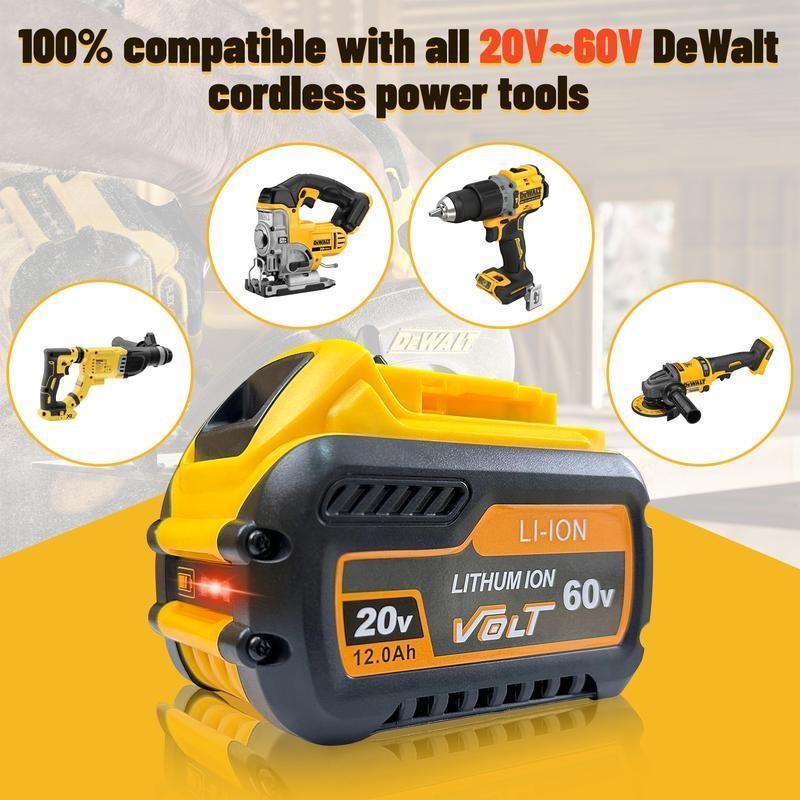 DCB609 12.0Ah Lithium-ion Replacement-Pack for Dewalt 20V/60V MAX Tools, Compatible