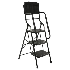 WiberWi 3 Step Ladder with Handrails 500 lb Capacity Step Stool Folding Ladders for Home Kitchen Steel Frame with Safety Side Handrails Non-Slip Wide Pedal Stepladder with Attachable Tool Bag Black