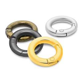 Paquete de 16 anillas pequeñas de resorte, gancho de metal para llavero, mosquetón redondo pequeño para etiquetas de perro, clip de paracaídas, llavero de paracaídas, cierres de dije (11 mm surtidos)