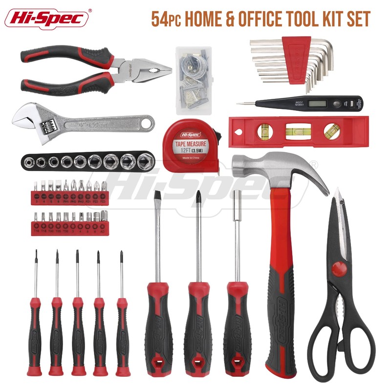 Hi-Spec 54pc Red Household Tool Kit – Essential DIY Hand