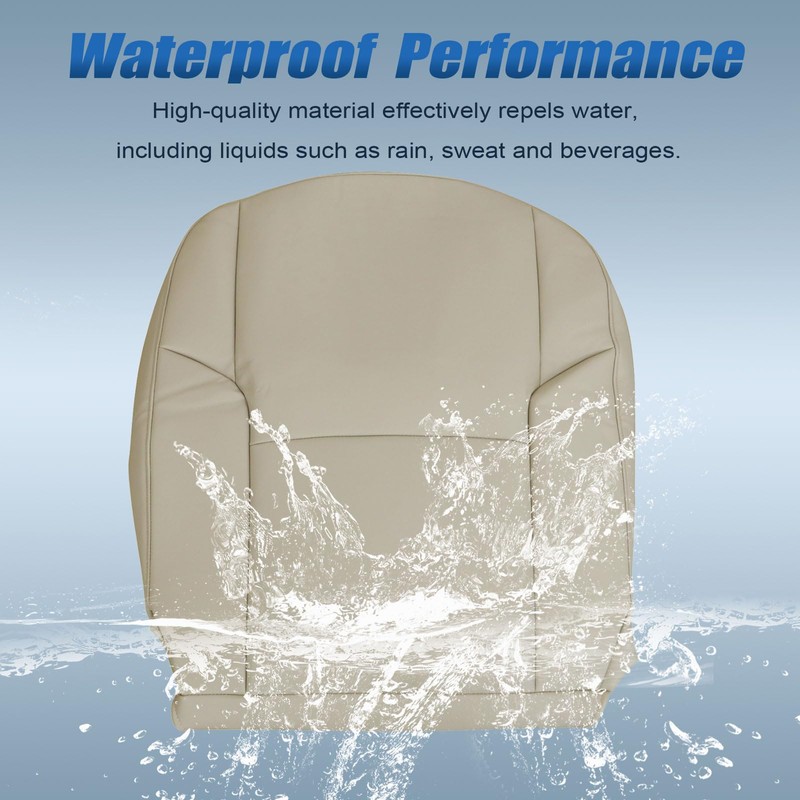 SecosAutoparts Driver Side Bottom Replacement Leather Seat Cover Tan Compatible