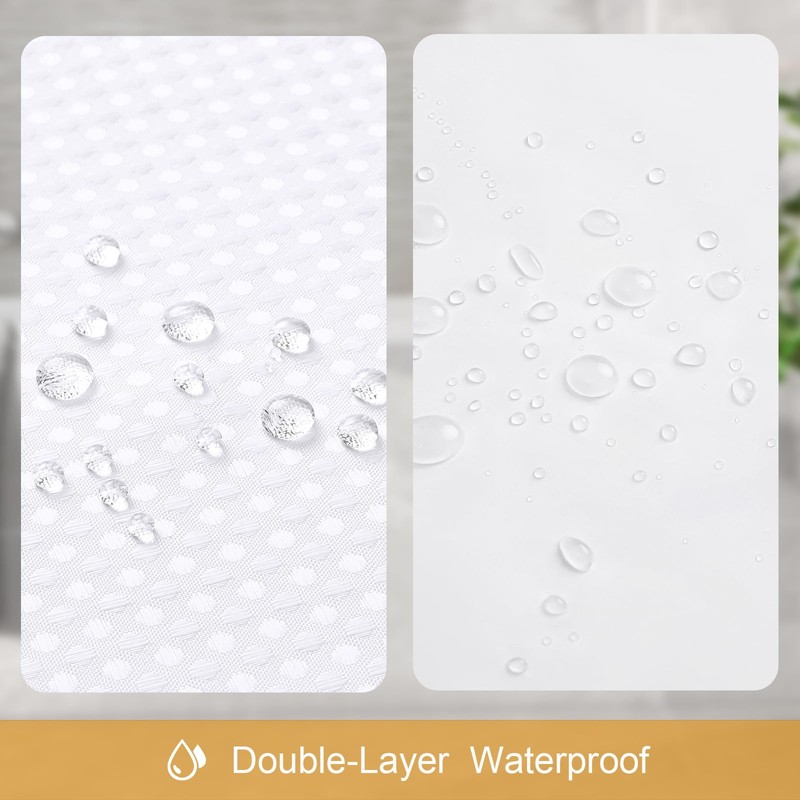 Craidlela 3-in-1 White Waffle Shower Curtain Set, Waterproof Fabric Modern