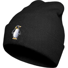 Penguin Embroidered Beanie Hats for Men Women, Winter Funny Knit Hat, Stuff Accessories Gifts for Animal Lover