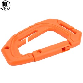 Demeras Climbing Carabiner Tactical Carabiner Clip 10PCS High Strength D-Ring Plastic Hook Keychain Hook Buckle for Outdoor Climbing(Orange)