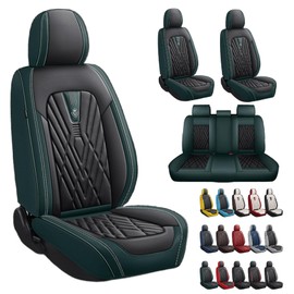 ANKIV Premium Faux Leather Fully Covered Car Seat Cover Custom Fit for Jeep Commander 2002-2023 2024 Non-Slip Interior Seat Cushions Protectors (Full Set 5 Seats,Black Green)