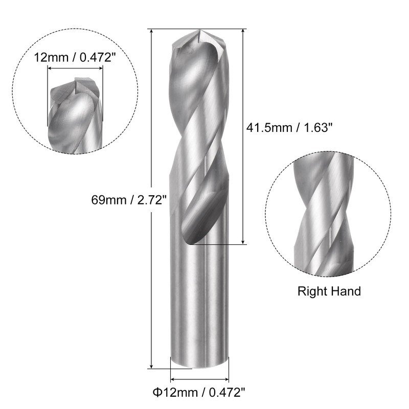 sourcing map Solid Carbide Drill Bit, 12mm (0.472") YG6X/C3 Micro-Grain