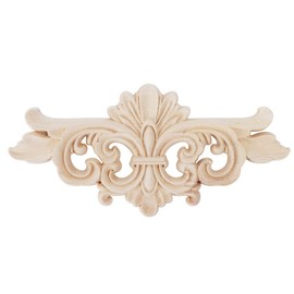 Wood Onlays Appliques, Wood Carved Applique, 2pcs Elegant Cabinet for Hotel Decoration Door Window for Furniture Decoration(16 * 7.5CM)