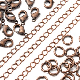 Spritewelry 10M Copper Chain with 30 Lobster Clasps and 100 Jump Rings for Necklaces, Bracelets, Jewellery Accessories, Crafts