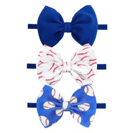 YanJie Baby Girls Headbands bows Football Sports Printed Wide Headbands Blue Basketball Wide Hairband Baseball Game Day Sports Hair Accessories Gift