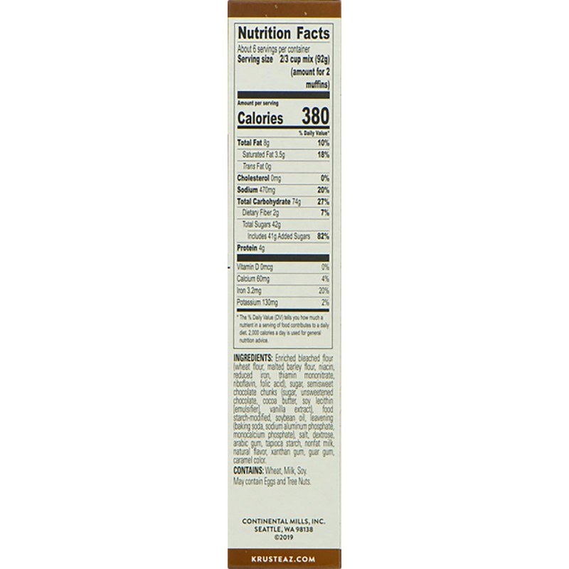 Krusteaz Chocolate Chunk Muffin Mix - No Artificial Flavors/Preservatives -