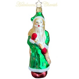 Inge-Glas of Germany Inge Glas OWC 4106 Christmas Eve Wanderer German Glass Orn NEW w/FREE Gift Box