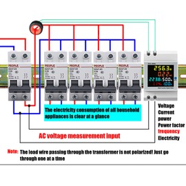 D52‑2066 Household Energy Meter Rail Type 220V Smart Single Phase Energy Meter AC40.0‑300.0V Ammeter Voltmeter