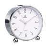 sourcing map Metal Quartz Alarm Clock, Silver-crusted White Surface Alarm