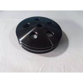 espeedpro21 GM Black Alum 2 Groove Power Steering Pump Pulley Keyway SBC BBC Chevy 350 454