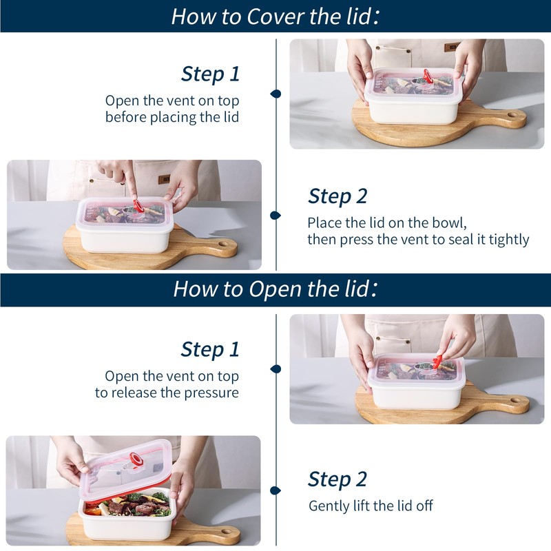 Ceramic Food Storage Containers with Lids, Meal Prep Containers Reusable,