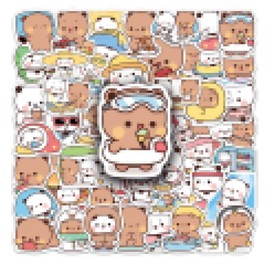 Panda Stickers, Set of 120 Bubu Dudu Stickers Children Waterproof PVC Stickers Cute Kawaii Children's Stickers for Laptop Skateboard Scrapbook Motorcycle Guitar Desktop Room Decoration