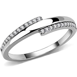 Jude Jewelers Stainless Steel Eternity Style Wedding Band Ring (Silver, 8)
