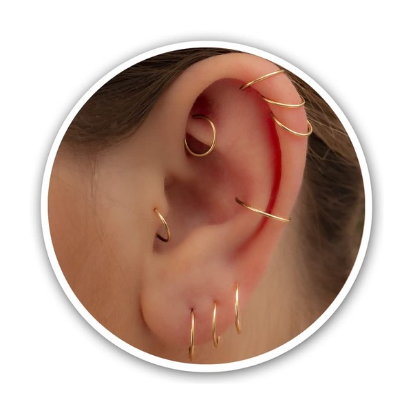 5 mm goldene Knorpelnase Helix Tragus Mini Huggie Creolen in
