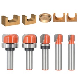 Sinoprotools 5PCS Bowl & Tray Template Router Bit Set 1/2 Inch Shank, Carbide Tipped Circle Round Nose Cutting Cove Juice Groove Router Bit, Ideal for Making Wood Bowls, Trays, Boxes, Board Troughs