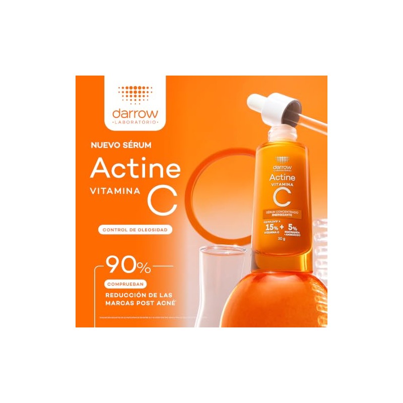 Darrow Actine Serum Facial Vitamina C y Niacinamida Iluminador, 30ml