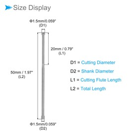 CoCud Chucking Reamer, 1.5mm Cutting Diameter 4 Flutes, C3/ K10 Tungsten Carbide Milling Cutter - (Applications: for Aluminum Copper Plastic Wood)