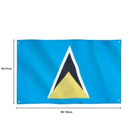 Runesol St Lucia Flag, 91x152cm, 3ft x 5ft, 4 grommets, Eyelet In Every Corner, St Lucian flag, Saint Lucia Flag, Premium Flags, Inside, Outside, Vivid colours