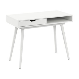 Bush Furniture Nora 40W Writing Desk in Pure White | Computer Table for Home Office Workspace or Entryway