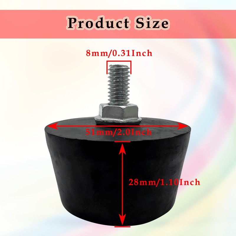 4Pcs Air Compressor Rubber Feet,No Oil Machine Shock-Absorbing Foot Pads,Black(M8