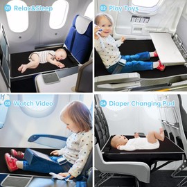Zyphoria Toddler Airplane Bed, Kids Seats Extender, Safe Baby plane Travel Essentials, Portable Long Trip Flyaway Kid Seat Footrest, Air Flight Must Have for Infant Sleeping & Rest (Black)