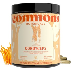 Commons - Hongo Cordyceps 120 Cápsulas - Máxima Pureza 100% Cuerpo Fructífero - Adaptógenos - Suplemento Natural Concentrado
