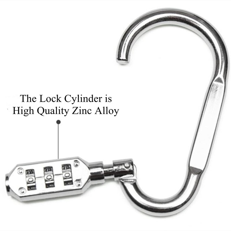 Travel Bag Luggage Security Locking Carabiner Padlock with 3 Digits