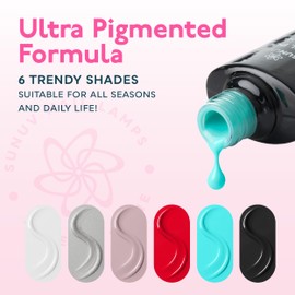 SUNUV Gel Nail Polish Kit, 6 Colors Gel Polish Set, White Black Red Pink Silver Glitter, UV Nail Lamp Manicure Art Gift For Women and Girl