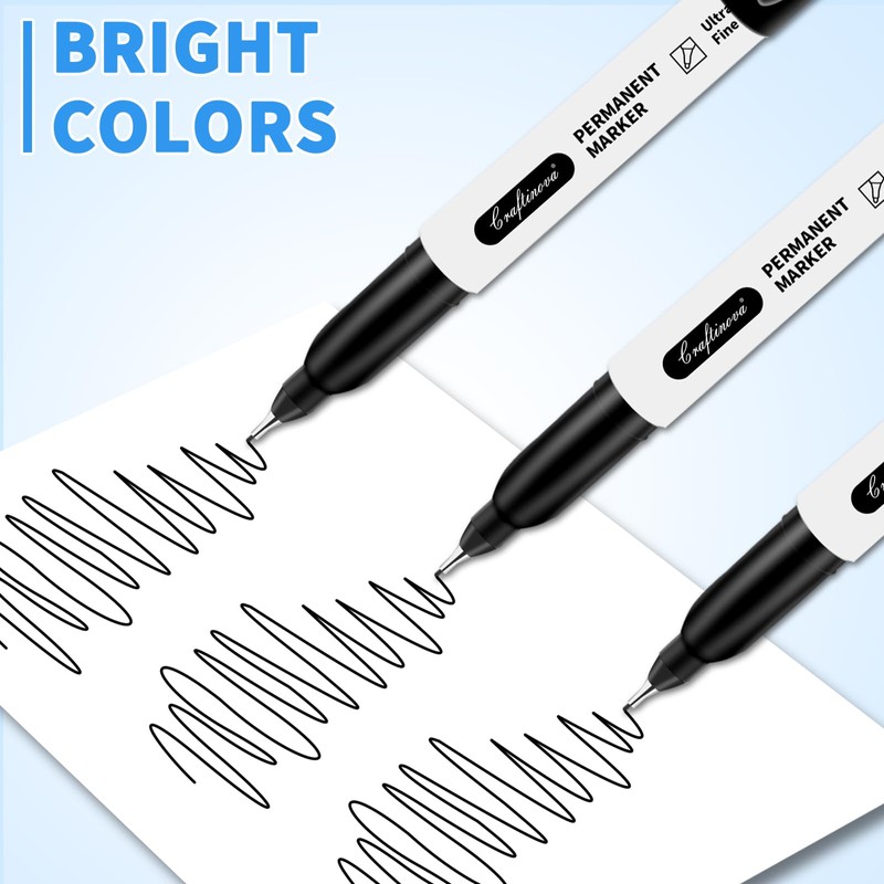 craftinova Black Ultra Fine Point Permanent Markers, Extra Fine Tip,