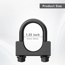 LCGP 1.25" Exhaust Clamps Heavy Duty U Bolt Saddle Type Clamps Anti-corrosion Black Finish Surface 2 Pack Muffler Clamps