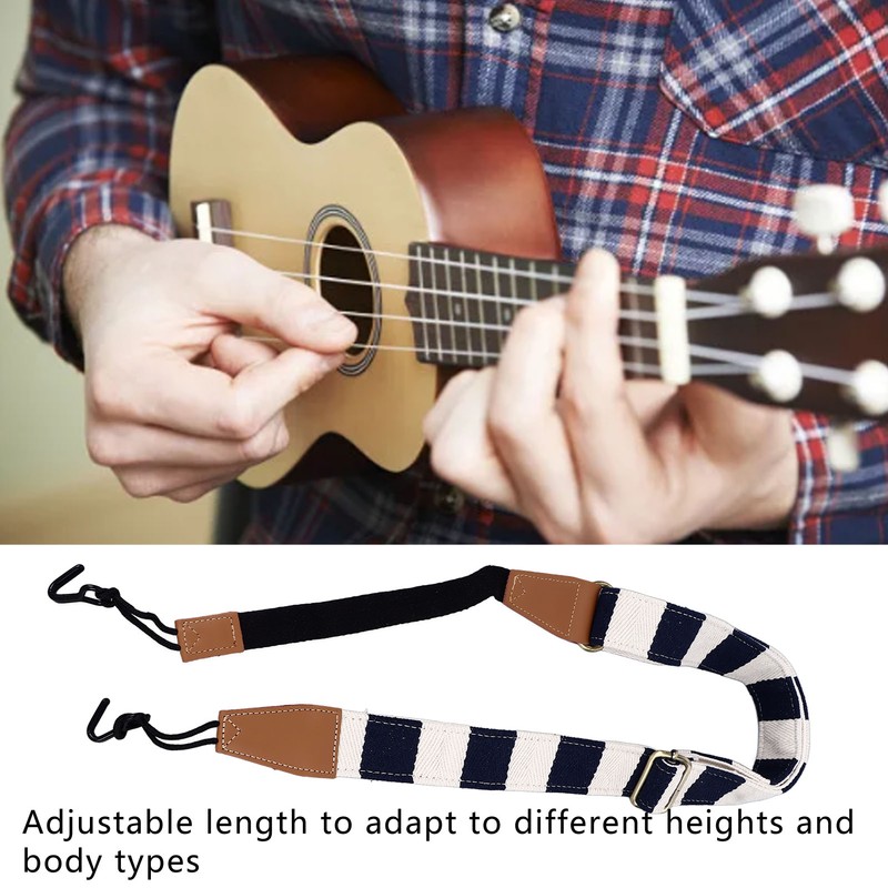Ukelele Strap Non Drilling Adjustable Cotton Ukulele Belt Double Hook