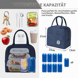 MonoFresh MF-000001-BWD Cool Bag Small Mini Lunch Bag Women Men 6L Lunch Bag Thermal Bag Waterproof Foldable Lunch Bag Insulated for Work School Travel Picnic