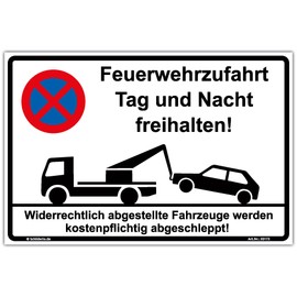 Schilderio Fire Brigade Access Sign Day and Night Free Sign 300 x 200 mm No Holding Stable Aluminium Composite Plate 3 mm Thick Includes 4 Corner Holes