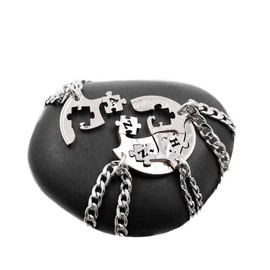 Four Best Friends Puzzle Piece Necklaces, Custom Cut Initials, BFF Gifts for 4, Friendship or Family Jewelry, Hand Cut Coin, By NameCoins