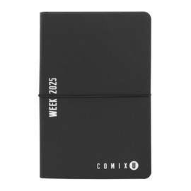 COMIX U, Medium 2025 Weekly Planner 12 Months with Calendar, Planner, Space for Notes and Notes - 11.8 x 18 cm, Black/White