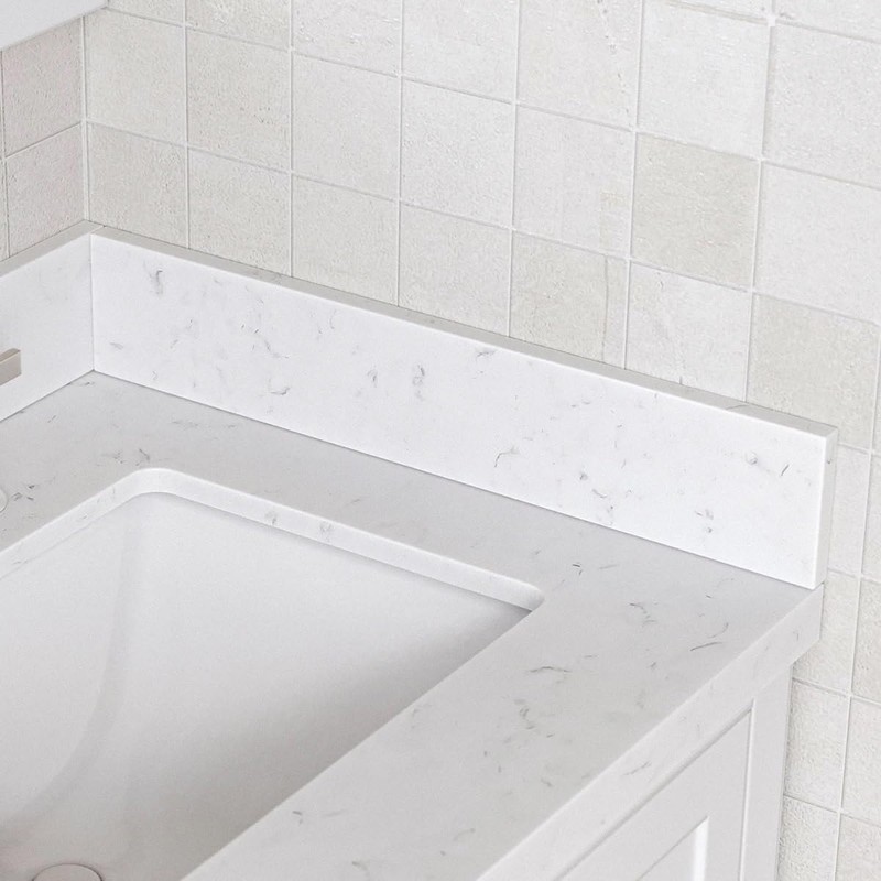 ARIEL 22"x4" Pure White Quartz Vanity Top Side Splash