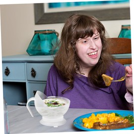 Hemoton Cutlery Serving Utensils Disabled People Bowls Disabled People Tableware Seniors Training Bowl Silicone Seniors Bowl Suction Bowls Pp Elderly White Auxiliary Tool Adaptive